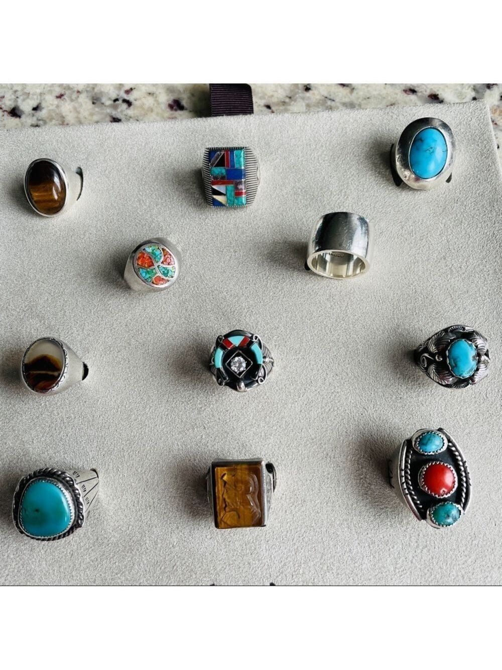 Native American Turquoise And Coral Sterling Silver Old Pawn Men’s HUGE … - Picture 6 of 8